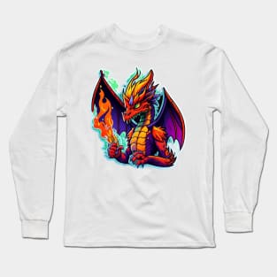 Cartoon fire dragon Long Sleeve T-Shirt